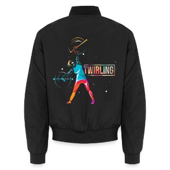 Feurige Stabturnerin Karnevalsumzug - Unisex Bomberjacke - Schwarz - Hinten - AI Model Male 185 light (185cm)