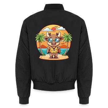 Elch Lustige Cartoon Sommer Strand Sonnenbrille - Unisex Bomberjacke - Schwarz - Hinten - AI Model Male 185 light (185cm)