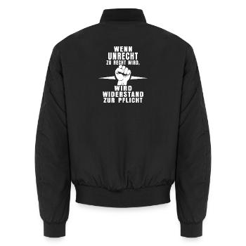 Duty to Rebellion - Unisex Bomber Jacket - black - Back - AI Model Male 185 light (185cm)