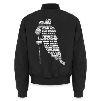 Sprache des Eishockey (weiß) - Unisex Bomberjacke - Schwarz - Hinten - AI Model Male 185 light (185cm)