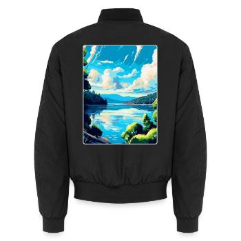Donau Europa Vintage Reiseplakat Souvenir - Unisex Bomberjacke - Schwarz - Hinten - AI Model Male 185 light (185cm)