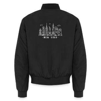 New York Skyline Statue of Liberty NY USA - Unisex Bomber Jacket - black - Back - AI Model Male 185 light (185cm)