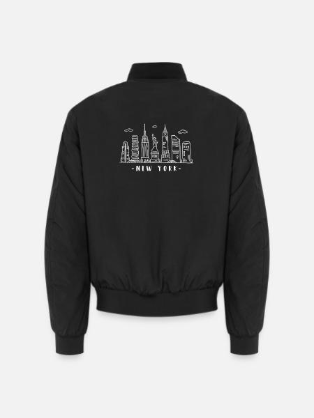 New York Skyline Statue of Liberty NY USA - Unisex Bomber Jacket - black