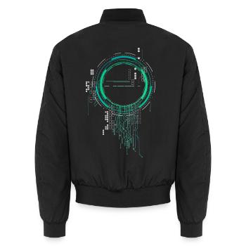 cpu pc platine raumschiff code nerd pc pixel coder - Unisex Bomberjacke - Schwarz - Hinten - AI Model Male 185 light (185cm)