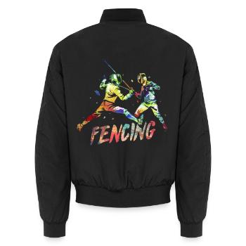 Ehrgeizige Degenfechterin Vereinsduell - Unisex Bomberjacke - Schwarz - Hinten - AI Model Male 185 light (185cm)