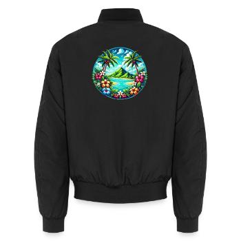Caribbean Island Logo - Unisex Bomber Jacket - black - Back - AI Model Male 185 light (185cm)