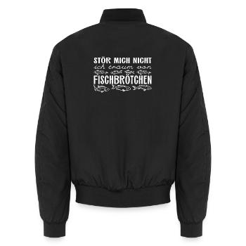 Ich träum von Fischbrötchen - Unisex Bomberjacke - Schwarz - Hinten - AI Model Male 185 light (185cm)
