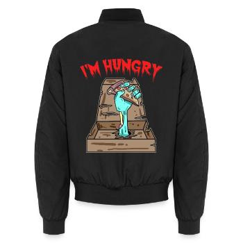 Zombie Pizza Ich habe Hunger - Unisex Bomberjacke - Schwarz - Hinten - AI Model Male 185 light (185cm)