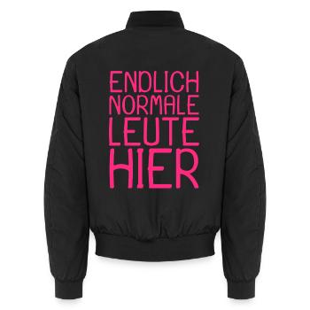 Normale Leute Lustiger Spruch lustig - Unisex Bomberjacke - Schwarz - Hinten - AI Model Male 185 light (185cm)