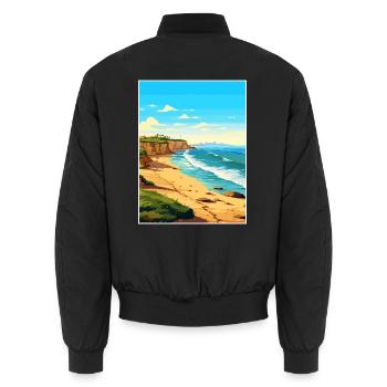 Valdes Halbinsel Argentinien Vintage Reiseposter - Unisex Bomberjacke - Schwarz - Hinten - AI Model Male 185 light (185cm)