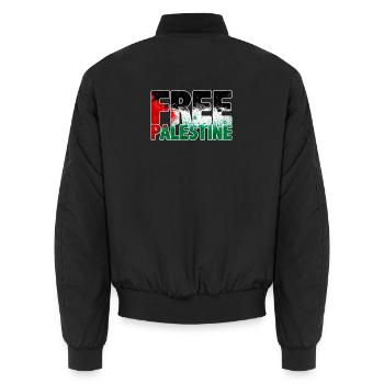 free Palestine - Unisex Bomber Jacket - black - Back - AI Model Male 185 light (185cm)