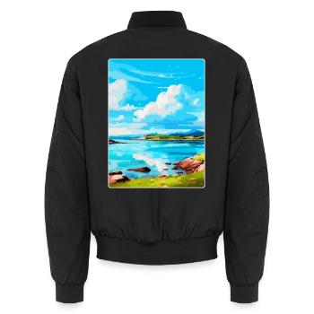 Isle Of Iona Schottland UK Vintage Reiseposter WPA - Unisex Bomberjacke - Schwarz - Hinten - AI Model Male 185 light (185cm)