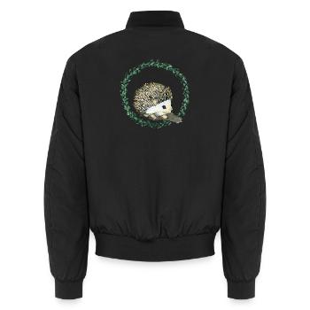 Hedgehog - Unisex Bomber Jacket - black - Back - AI Model Male 185 light (185cm)