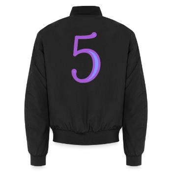 5. FÜNF - Unisex Bomberjacke - Schwarz - Hinten - AI Model Male 185 light (185cm)