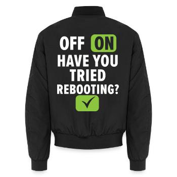 Wenn ich es baue, wird es laufen - Unisex Bomberjacke - Schwarz - Hinten - AI Model Male 185 light (185cm)