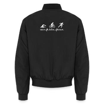Triathlon heartbeat swim bike run - Unisex Bomberjacke - Schwarz - Hinten - AI Model Male 185 light (185cm)