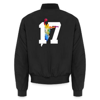 NUMMER 17 BASKETBALL 17. GEBURTSTAG - Unisex Bomberjacke - Schwarz - Hinten - AI Model Male 185 light (185cm)