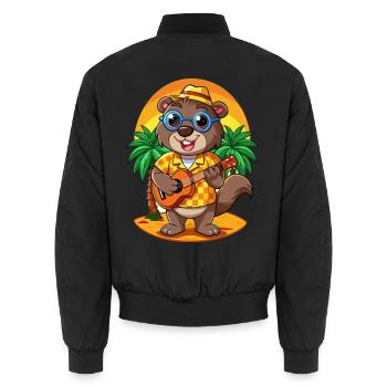 Lustige Biber Cartoon Sommer Strand Sonnenbrille - Unisex Bomberjacke - Schwarz - Hinten - AI Model Male 185 light (185cm)