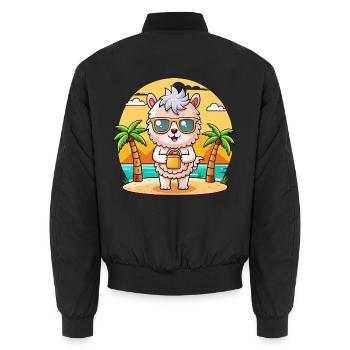Alpaka Lustige Cartoon Sommer Strand Sonnenbrille - Unisex Bomberjacke - Schwarz - Hinten - AI Model Male 185 light (185cm)