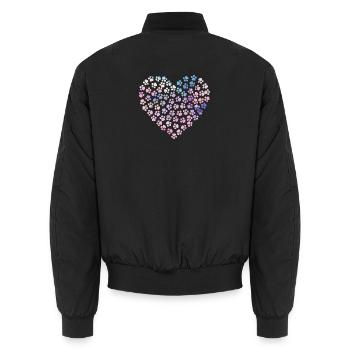Pfoten in Herzform - Tierliebe - Unisex Bomberjacke - Schwarz - Hinten - AI Model Male 185 light (185cm)