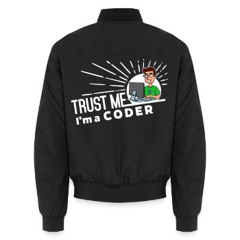 Trust me, I'm a Coder - Programmierer Spruch - Unisex Bomberjacke - Schwarz - Hinten - AI Model Male 185 light (185cm)