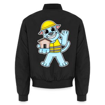 Bauherr Katze Richtfest Haus bauen Geschenk - Unisex Bomberjacke - Schwarz - Hinten - AI Model Male 185 light (185cm)