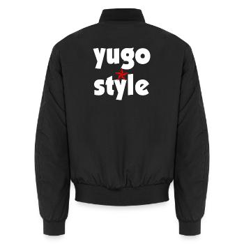 yugo style - Unisex Bomberjacke - Schwarz - Hinten - AI Model Male 185 light (185cm)