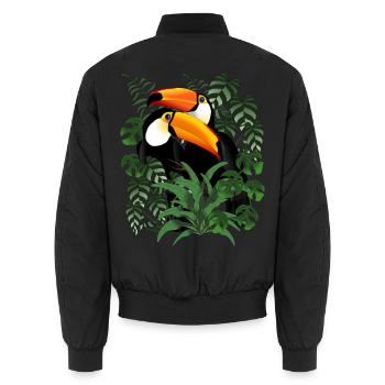 Tukan Paar im Blätterwald - Unisex Bomberjacke - Schwarz - Hinten - AI Model Male 185 light (185cm)
