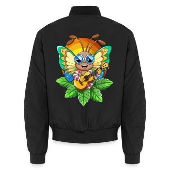Lunettes de soleil de plage d’été de dessin animé de papillon drôle - Bomber unisexe - noir - Dos - AI Model Male 185 light (185cm)