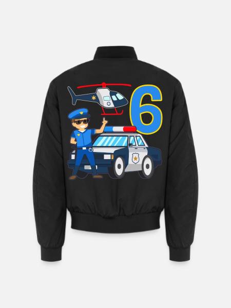 6 Geburtstag Polizei Auto 6 Jahre alt Polizist - Unisex Bomberjacke - Schwarz