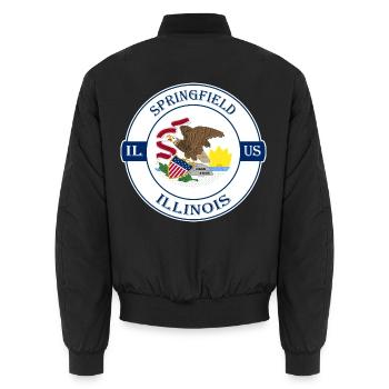 Springfield Illinois Flagge USA Souvenir Abzeichen - Unisex Bomberjacke - Schwarz - Hinten - AI Model Male 185 light (185cm)