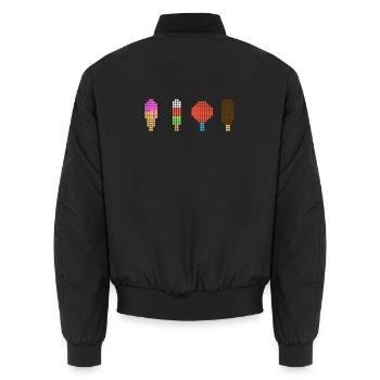 Pixel Eis - Retro Eiscreme - Unisex Bomberjacke - Schwarz - Hinten - AI Model Male 185 light (185cm)