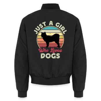 Kanadischer Eskimo Hund Liebe Silhouette Vintage Sonnenuntergang - Unisex Bomberjacke - Schwarz - Hinten - AI Model Male 185 light (185cm)