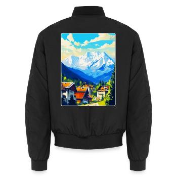 Zakopane Polen Vintage Reiseplakat Souvenir WPA - Unisex Bomberjacke - Schwarz - Hinten - AI Model Male 185 light (185cm)
