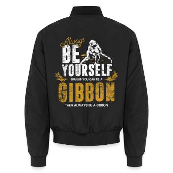 Neugieriger Gibbon Kletterkünstler - Unisex Bomberjacke - Schwarz - Hinten - AI Model Male 185 light (185cm)