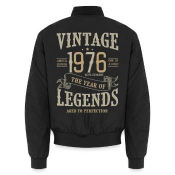 1976 Né en 1976 Vintage 50 Ans Anniversaire - Bomber unisexe - noir - Dos - AI Model Male 185 light (185cm)