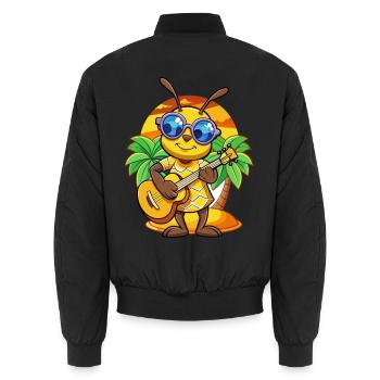 Lustige Biene Cartoon Sommer Strand Sonnenbrille Gitarre - Unisex Bomberjacke - Schwarz - Hinten - AI Model Male 185 light (185cm)