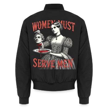 Women must serve men - Unisex Bomberjacke - Schwarz - Hinten - AI Model Male 185 light (185cm)