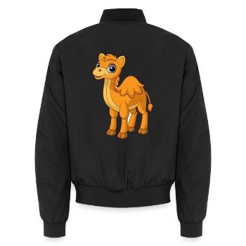 Chameau mignon mascotte personnage de dessin animé Kawaii - Bomber unisexe - noir - Dos - AI Model Male 185 light (185cm)