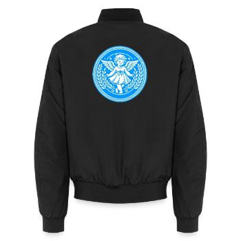 Guardian Angel Logo - Unisex Bomber Jacket - black - Back - AI Model Male 185 light (185cm)
