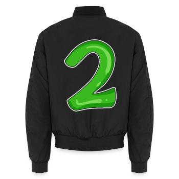 Nummer 2 Grün - Unisex Bomberjacke - Schwarz - Hinten - AI Model Male 185 light (185cm)