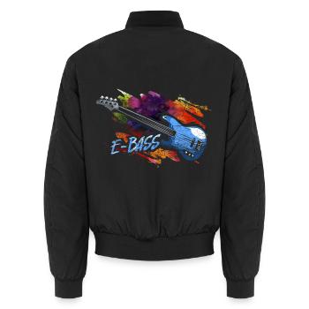Fetziger Bassgitarrist Bühnenshow - Unisex Bomberjacke - Schwarz - Hinten - AI Model Male 185 light (185cm)