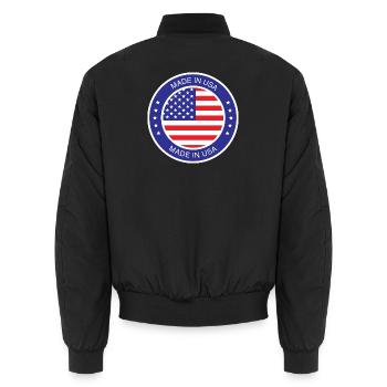 fabriqué aux États-Unis - Bomber unisexe - noir - Dos - AI Model Male 185 light (185cm)