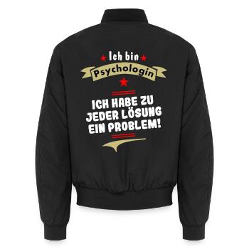 psychologin ich habe zu jeder lösung ein problem - Unisex Bomberjacke - Schwarz - Hinten - AI Model Male 185 light (185cm)