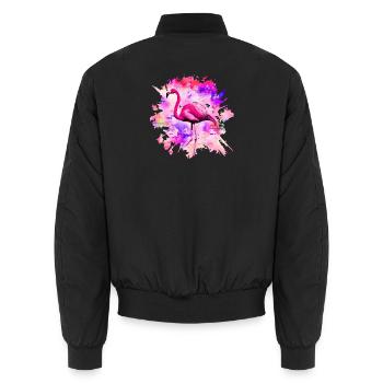 Flamingo Shirt Pink Watercolor Afrika - Unisex Bomberjacke - Schwarz - Hinten - AI Model Male 185 light (185cm)