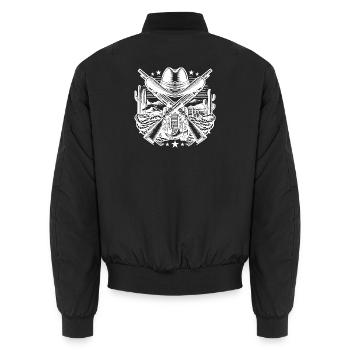 Western Logo 2 - Unisex Bomber Jacket - black - Back - AI Model Male 185 light (185cm)