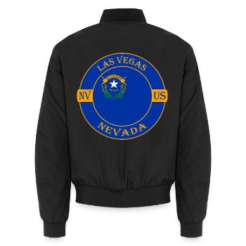 Las Vegas Nevada Flagge USA Reise Souvenir Abzeichen - Unisex Bomberjacke - Schwarz - Hinten - AI Model Male 185 light (185cm)