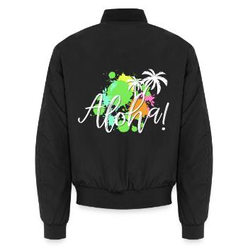 Aloha Tropical Splash - Unisex Bomber Jacket - black - Back - AI Model Male 185 light (185cm)