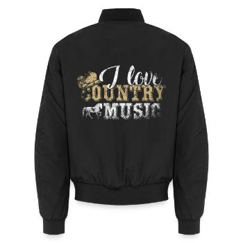 I Love Country Music Western Countrymusic Cowboy - Unisex Bomberjacke - Schwarz - Hinten - AI Model Male 185 light (185cm)