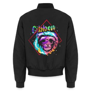 Aufgeweckter Gibbon Urwaldakrobat - Unisex Bomberjacke - Schwarz - Hinten - AI Model Male 185 light (185cm)
